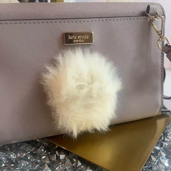Kate Spade blush gray taupe rabbit crossbody wallet - Picture 9 of 15